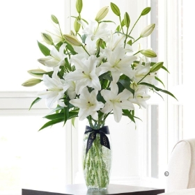 Luxury White Oriental Lily Vase. *