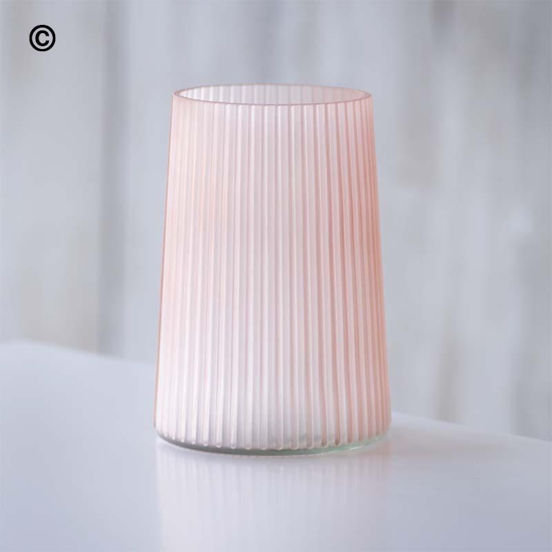 Ribbed Blush Pink Frosted Glass Vase