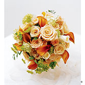 Sweet Peach Rose & Calla Lily Bridesmaid Bouquet