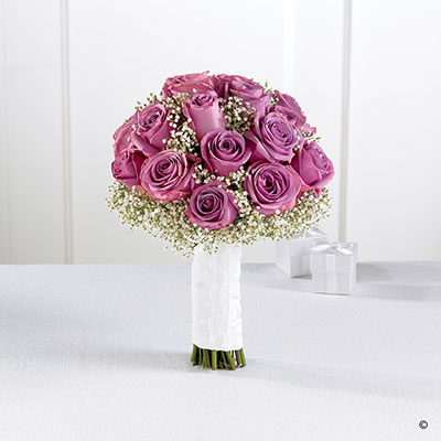 Lavender Rose & Gypsophila Bridesmaid Bouquet