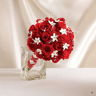 Dazzling Red Rose & Stephanotis Scented Bridesmaid Bouquet